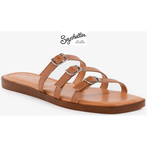 SEYCHELES EMI TAN LEATHER SLIDE SANDAL. MADE IN ITALY. NIB. SIZE 7M - Picture 1 of 12